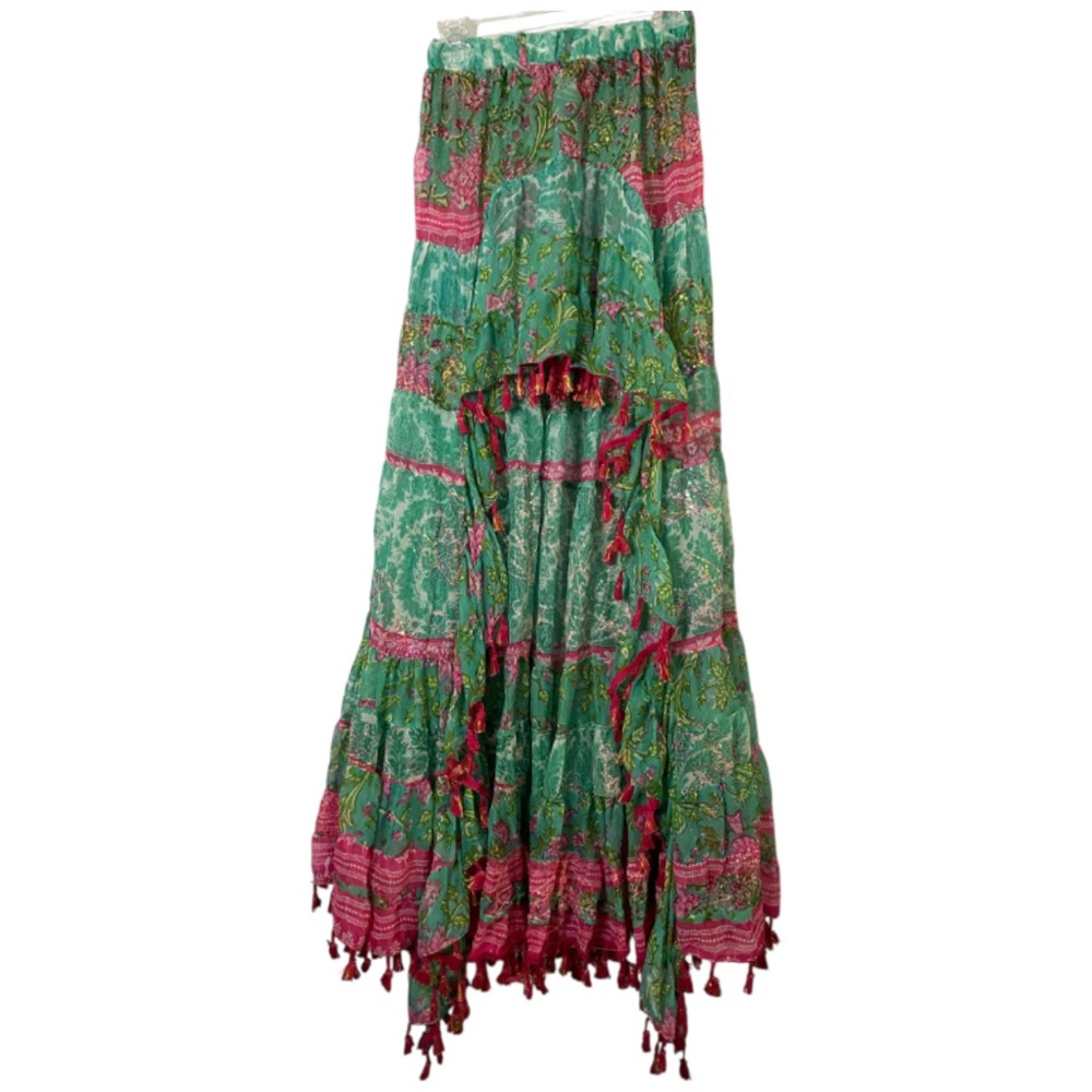 Antica Sartoria Skirt One Size Multicolored Asymmetric Maxi Skirt Tassel Boho